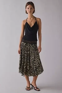 Kimchi Blue Ethereal Lace Trim Semi-Sheer Mesh Midi Skirt