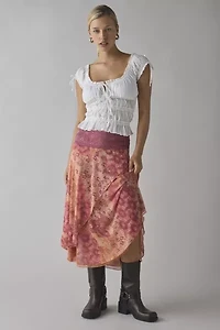 Kimchi Blue Ethereal Lace Trim Semi-Sheer Mesh Midi Skirt