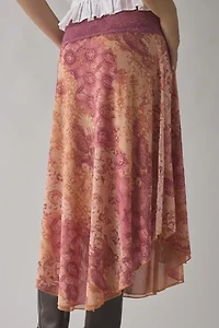 Kimchi Blue Ethereal Lace Trim Semi-Sheer Mesh Midi Skirt