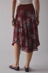 Kimchi Blue Ethereal Lace Trim Semi-Sheer Mesh Midi Skirt