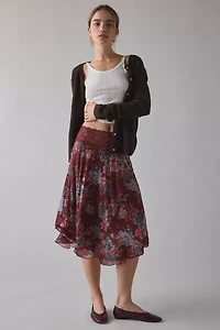 Kimchi Blue Ethereal Lace Trim Semi-Sheer Mesh Midi Skirt