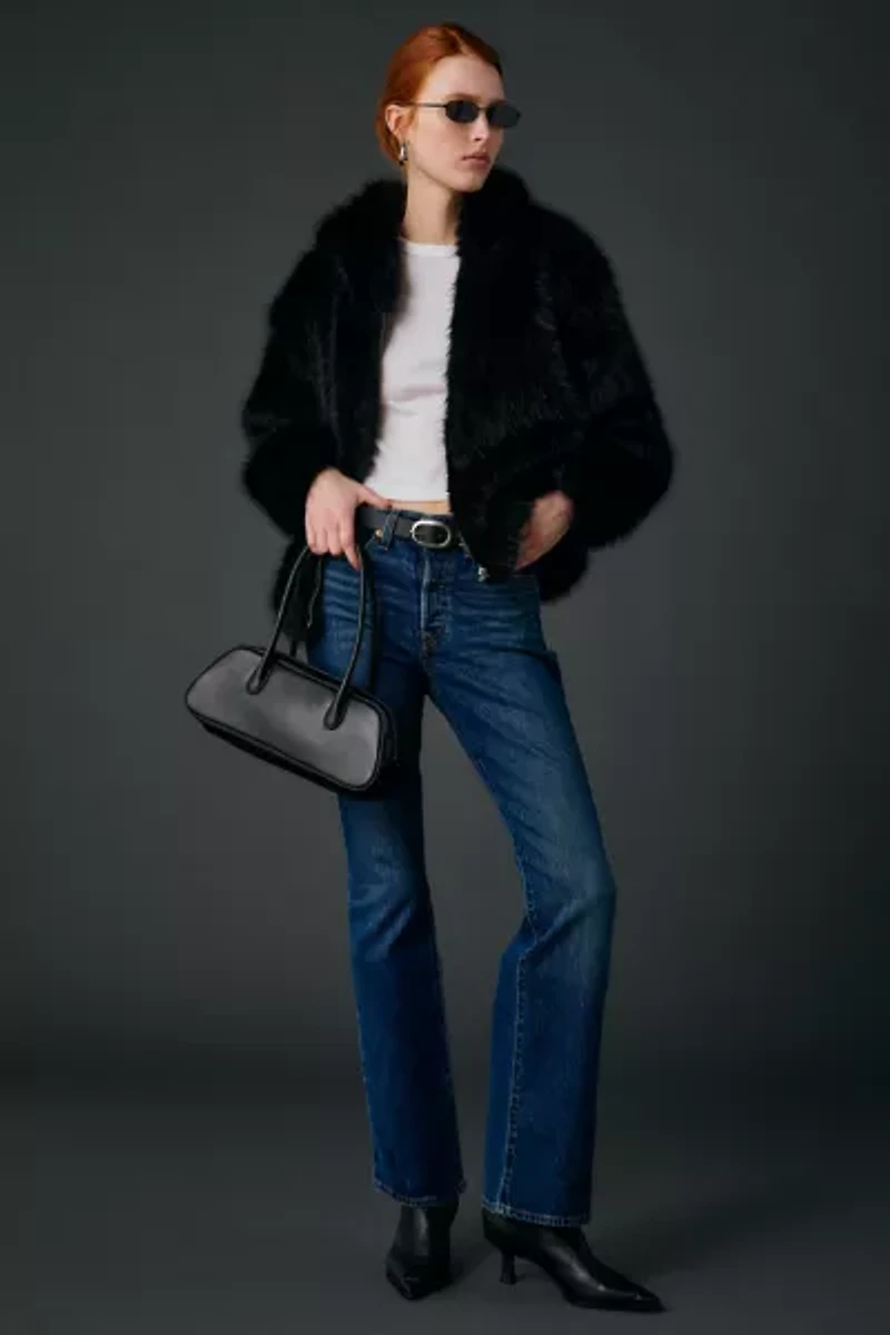 UO Sloanne Faux Fur Zip-Up Hooded Jacket