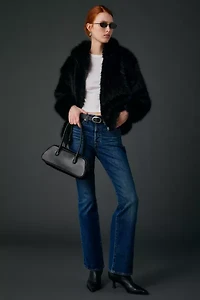 UO Sloanne Faux Fur Zip-Up Hooded Jacket