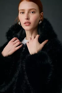 UO Sloanne Faux Fur Zip-Up Hooded Jacket