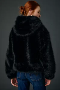 UO Sloanne Faux Fur Zip-Up Hooded Jacket