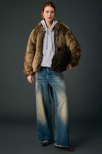 UO Sloanne Faux Fur Zip-Up Hooded Jacket