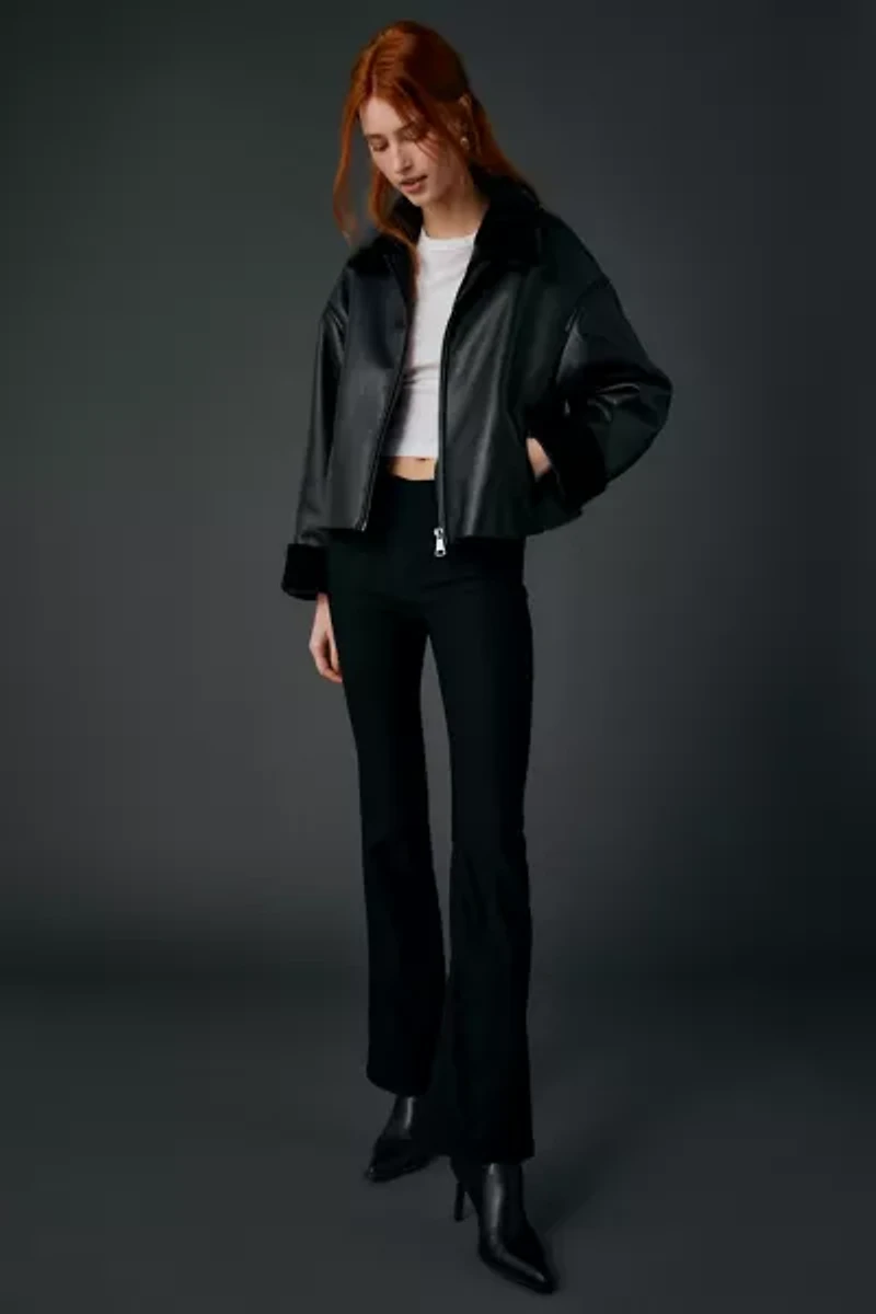 Kimchi Blue Stella Faux Leather + Fur Trim Jacket