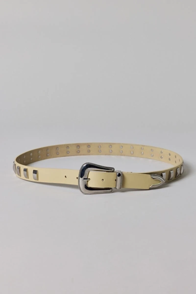 Rectangle Studded Leather Belt