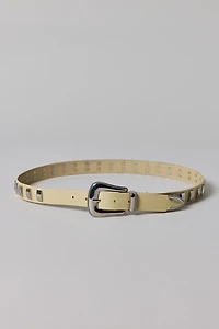 Rectangle Studded Leather Belt