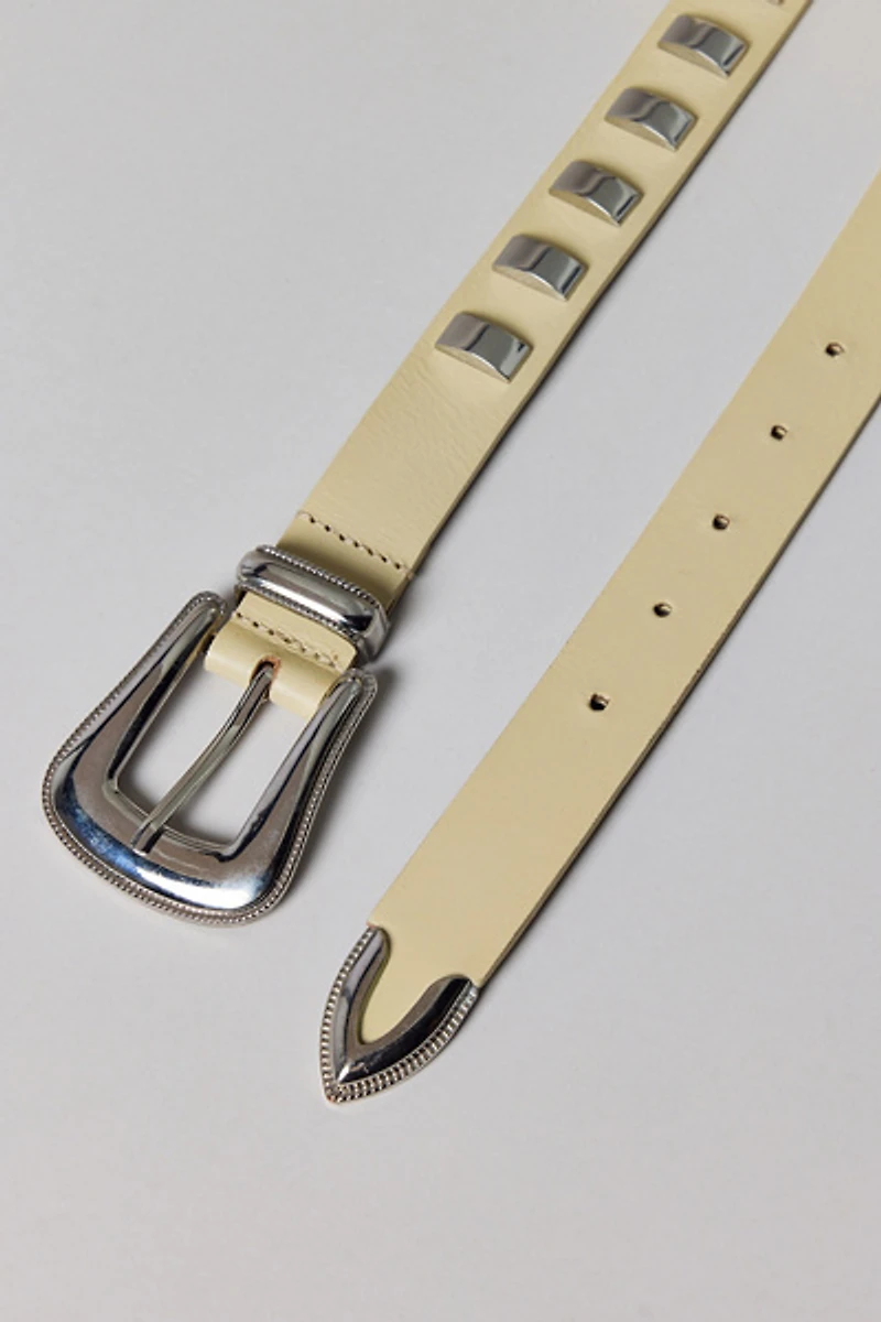 Rectangle Studded Leather Belt