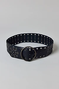 Wide Studded Leather Belt