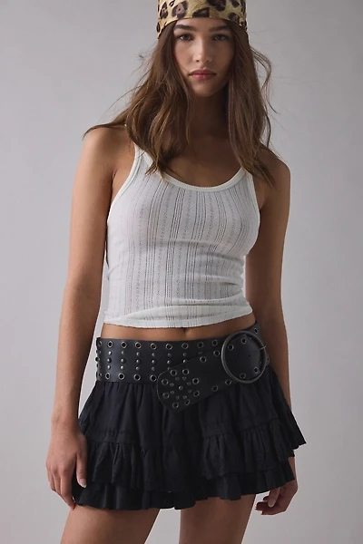 Wide Studded Leather Belt