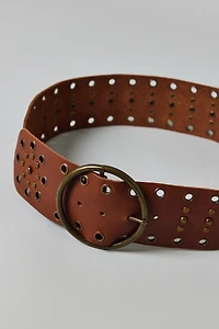 Wide Studded Leather Belt