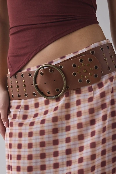 Wide Studded Leather Belt