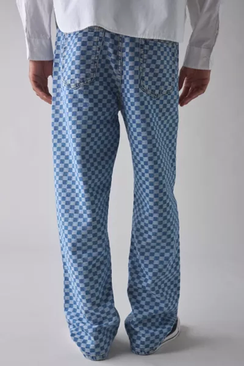 BDG Checkerboard Pattern Baggy Skate Fit Denim Jean