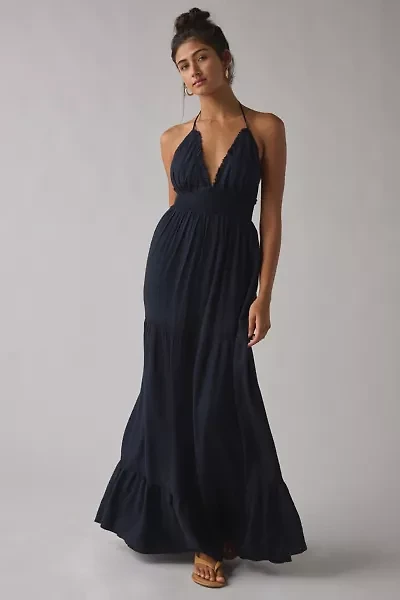 Kimchi Blue Phoebe Open-Back Halter Tiered Maxi Dress