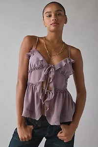 Kimchi Blue Beau Cascading Ruffle Tie-Front Flyaway Cami
