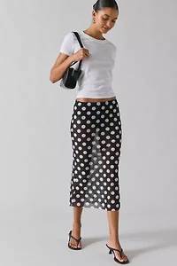 UO Dottie Sheer Mesh Polka Dot Midi Skirt
