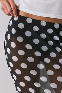 UO Dottie Sheer Mesh Polka Dot Midi Skirt