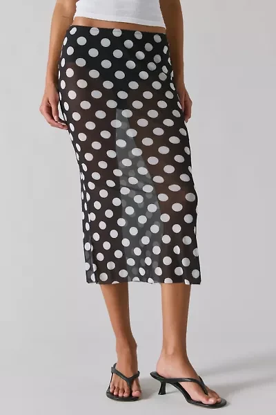 UO Dottie Sheer Mesh Polka Dot Midi Skirt