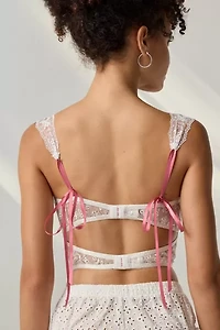 For Love & Lemons Rose Milk Embroidered Eyelet Bustier
