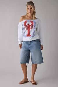 St. Barts Lobster Graphic Off-The-Shoulder Oversized Pullover