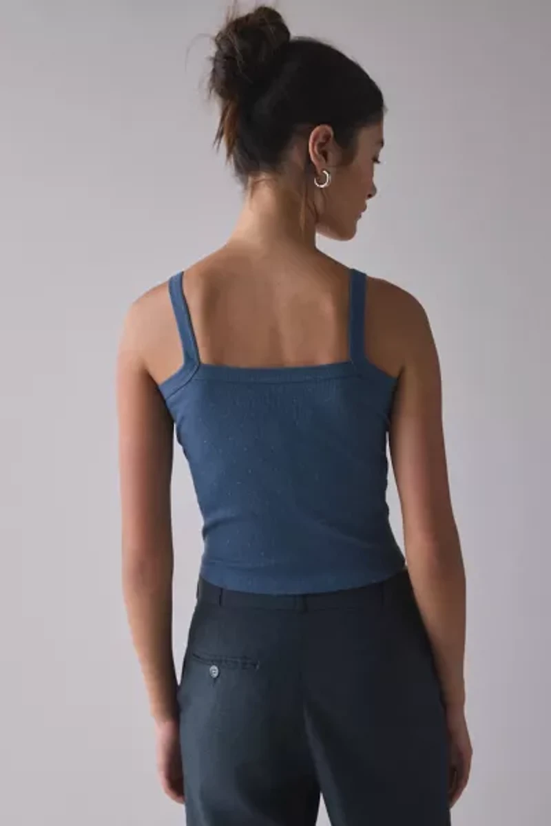 Hamptons Graphic Polka Dot Ribbed Knit Tank Top