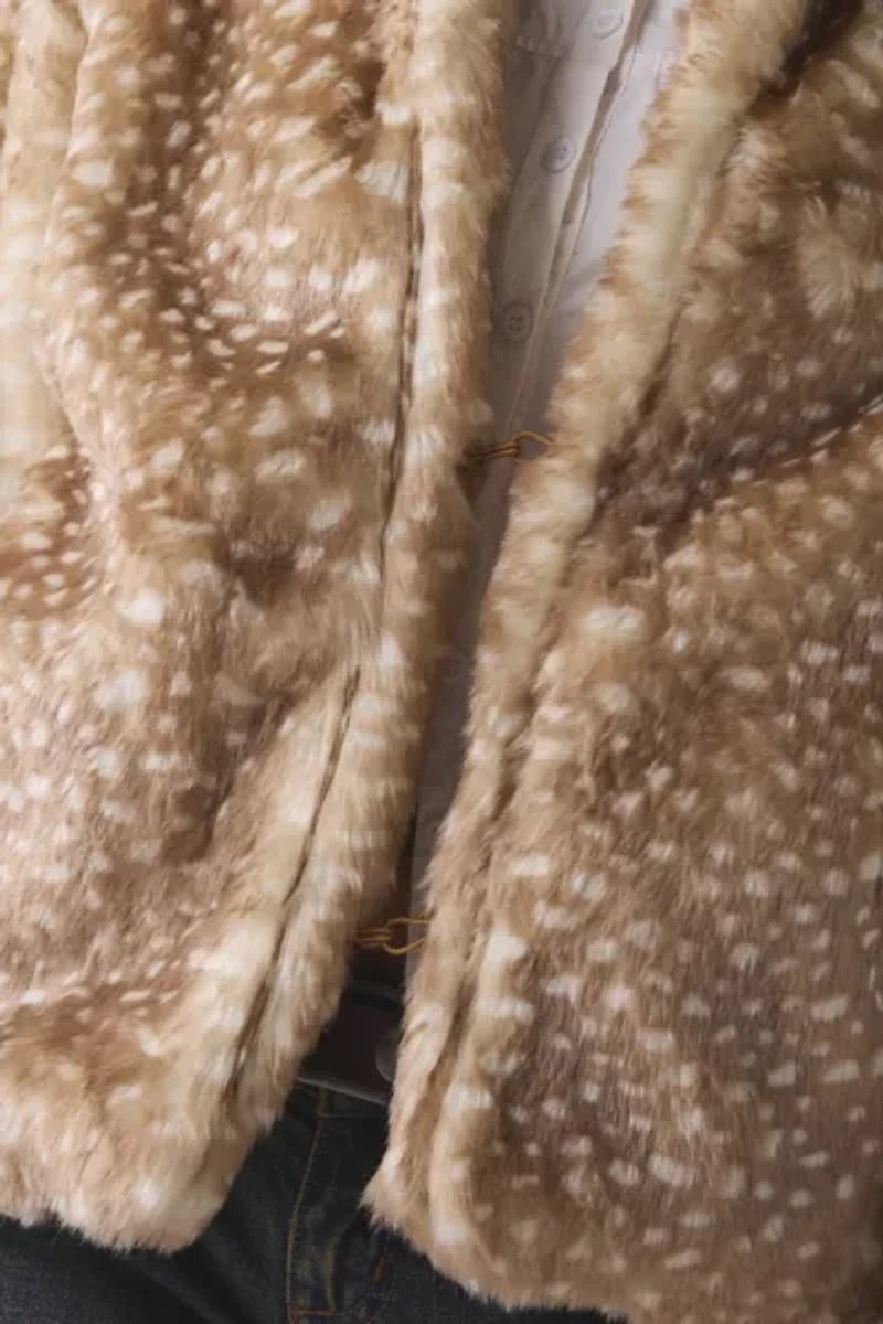Daisy Street Fawn Faux Fur Cropped Jacket