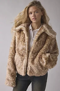 Daisy Street Fawn Faux Fur Cropped Jacket