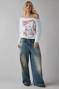Miller High Life Graphic Off-The-Shoulder Pullover