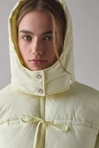 Daisy Street Willow Tie-Front Bow Cropped Puffer Jacket