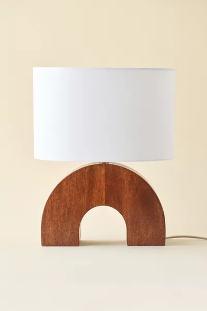 Bernie Arched Mango Wood Table Lamp
