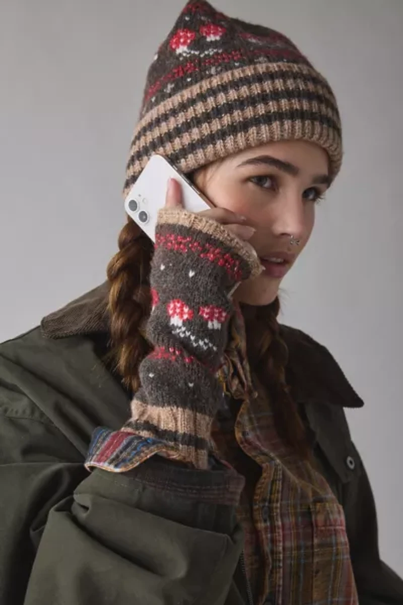 Mushroom Pattern Fingerless Glove