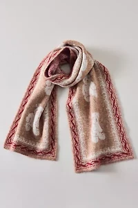 Teddy Bear Pattern Knit Scarf