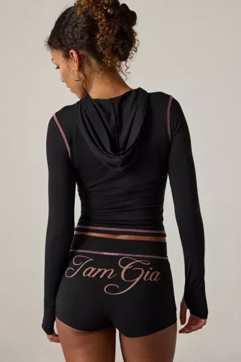 I.AM.GIA Blare Bodycon Cropped Zip-Up Hoodie Sweatshirt
