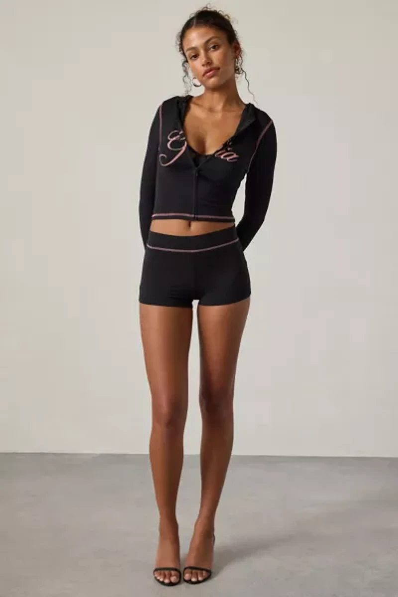 I.AM.GIA Blare Bodycon Cropped Zip-Up Hoodie Sweatshirt