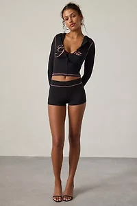 I.AM.GIA Blare Bodycon Cropped Zip-Up Hoodie Sweatshirt