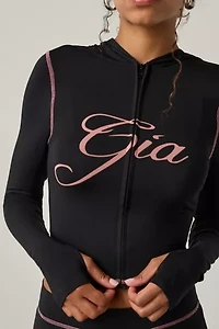 I.AM.GIA Blare Bodycon Cropped Zip-Up Hoodie Sweatshirt