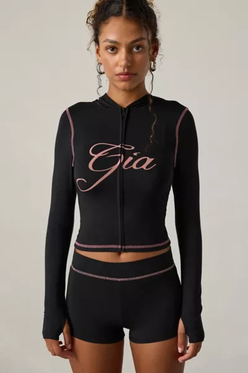I.AM.GIA Blare Bodycon Cropped Zip-Up Hoodie Sweatshirt