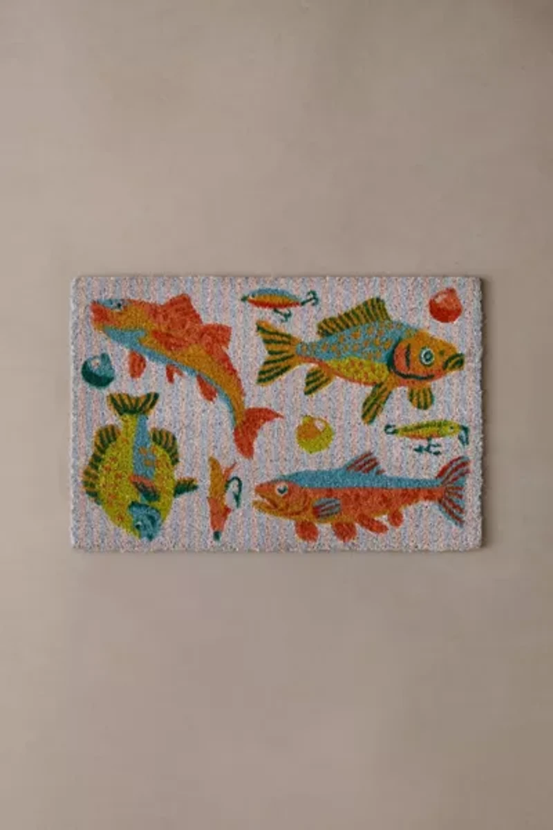 Fish Print Coir Doormat