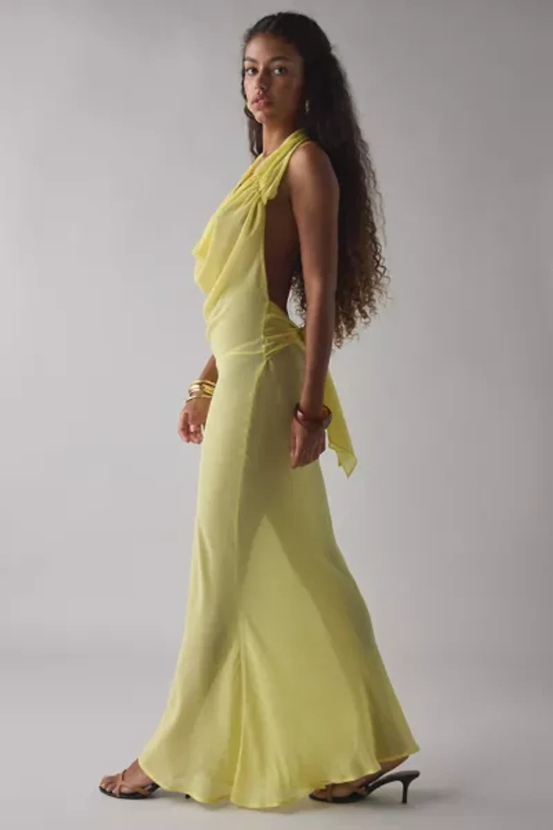 I.AM.GIA Khalo Semi-Sheer Draped Cowl Neck Maxi Dress