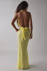 I.AM.GIA Khalo Semi-Sheer Draped Cowl Neck Maxi Dress