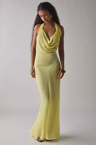 I.AM.GIA Khalo Semi-Sheer Draped Cowl Neck Maxi Dress