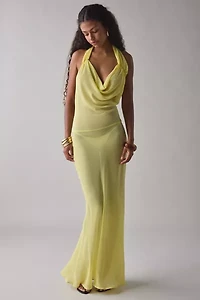 I.AM.GIA Khalo Semi-Sheer Draped Cowl Neck Maxi Dress