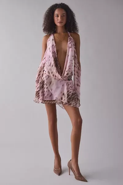 I.AM.GIA. Rosanna Plunging Cowl Halter Mini Dress