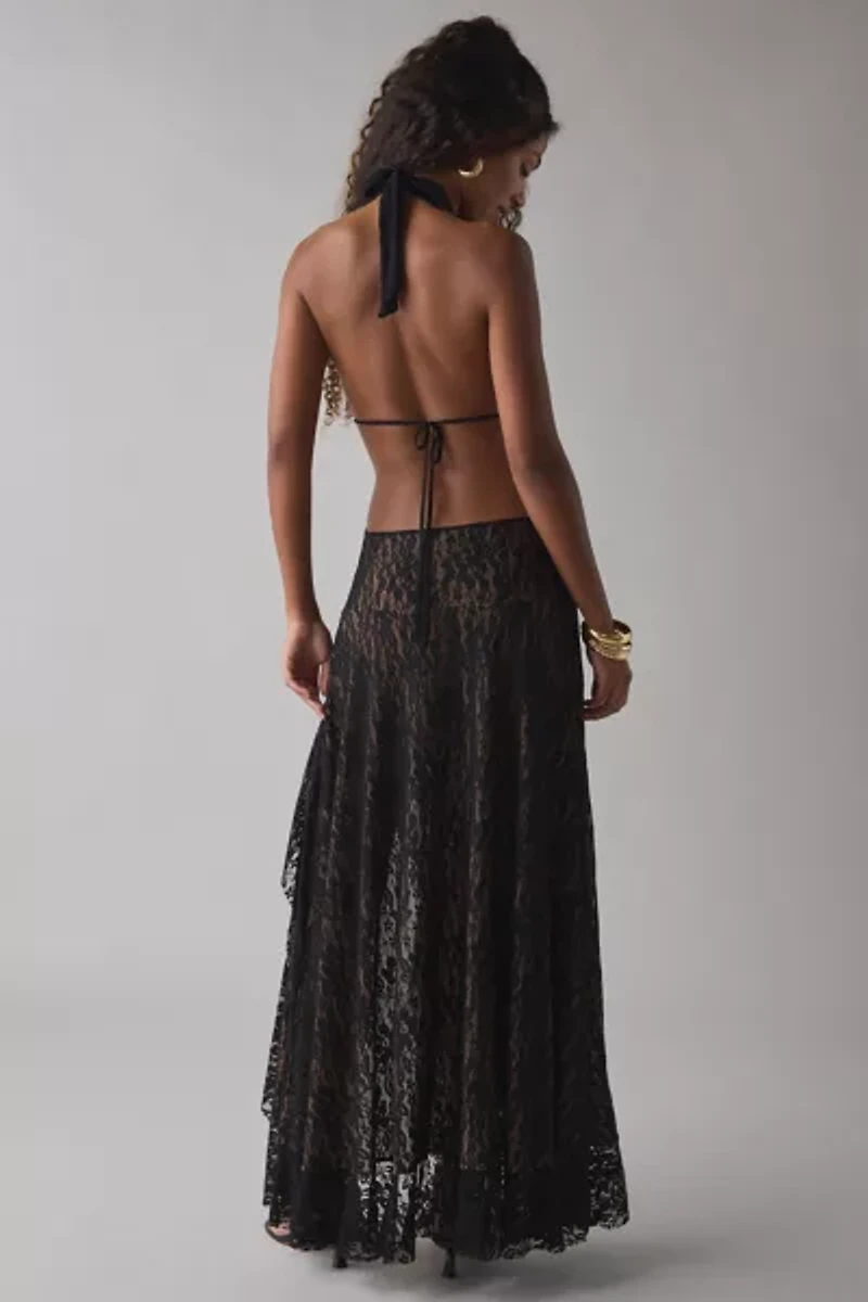I.AM.GIA. Irisia Plunging Halter Backless Maxi Dress
