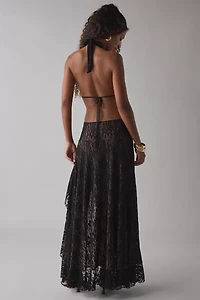 I.AM.GIA. Irisia Plunging Halter Backless Maxi Dress