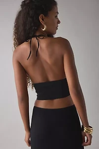 I.AM.GIA. Ellena Sheer Lace Plunging Halter Corset Top