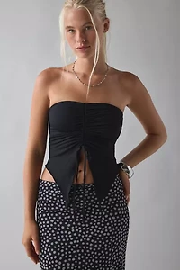 UO Iris Ruched Tie-Front Flyaway Tube Top