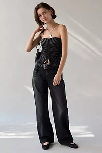 UO Iris Ruched Tie-Front Flyaway Tube Top
